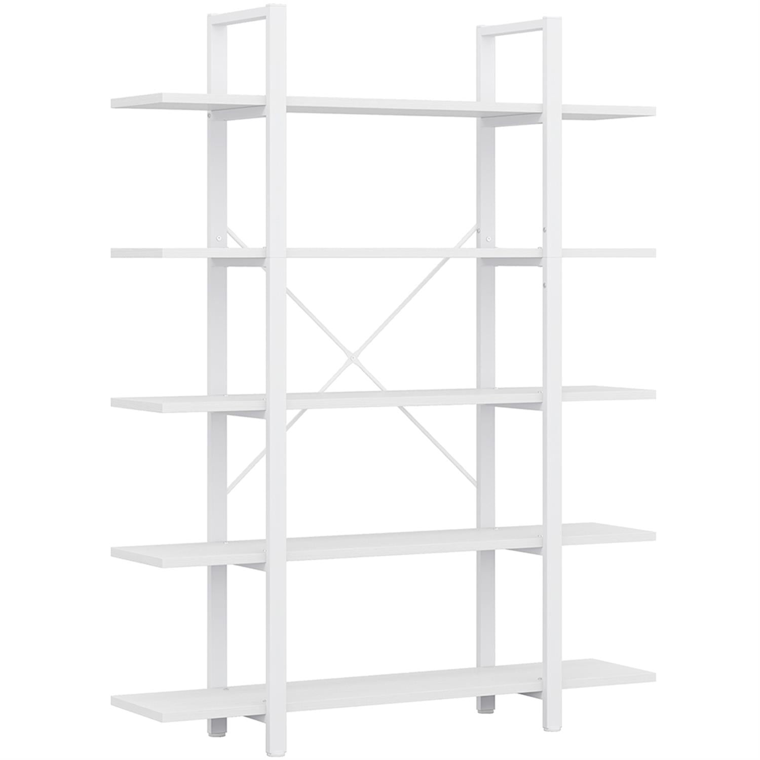 Demi Bonn 5 Tier Bookshelf, Bookshelves, Open Etagere Bookcase Shelf Storage Organizer, Free Standing Storage Shelving Unit for Bedroom, Living Room and Home Office, White