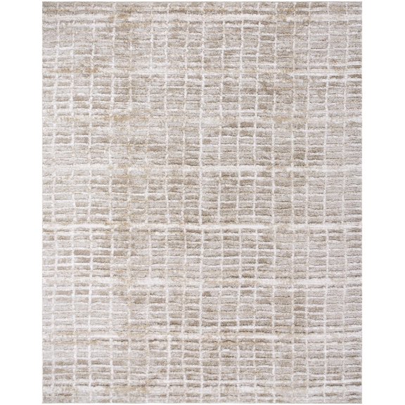 Hauteloom Ayashe Living Room, Bedroom Area Rug - Bohemian, Transitional - High Pile - Light Beige, Tan, Off White - 5'3" x 7'