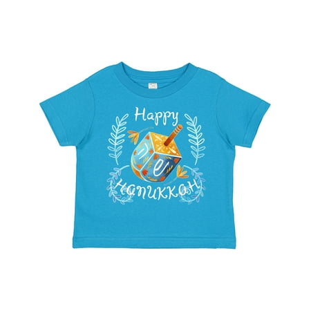 

Inktastic Happy Hanukkah Dreidel and Laurels Boys or Girls Toddler T-Shirt