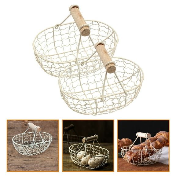 NIYANGLE 2Pcs Produce Storage Baskets Iron Wire Multi Function For Kitchen Home Decor Countertop