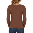 thumbnail image 5 of NominalSnug Long Sleeve Shirts for Women V Neck T Shirts Stretchy Plain Basic Tee Loose Fit Soft Fall Tops, 5 of 8
