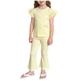 thumbnail image 4 of biudgviw Toddler Girl Clothes Kids Ruffle Sleeveless Crewneck Tops with Flare Pants Matching Set Cute Two Piece Sets 2-10 Years, 4 of 5
