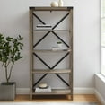 thumbnail image 3 of Walker Edison Rustic Industrial 4-Shelf Bookshelf, Gray Wash, 3 of 11