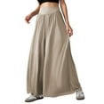 thumbnail image 1 of Pantalones Palazzo Holgados de Cintura Alta Elástica para Mujer, Informales, con Bolsillos, Holgados y Largos de Otoño Caqui S, 1 of 9