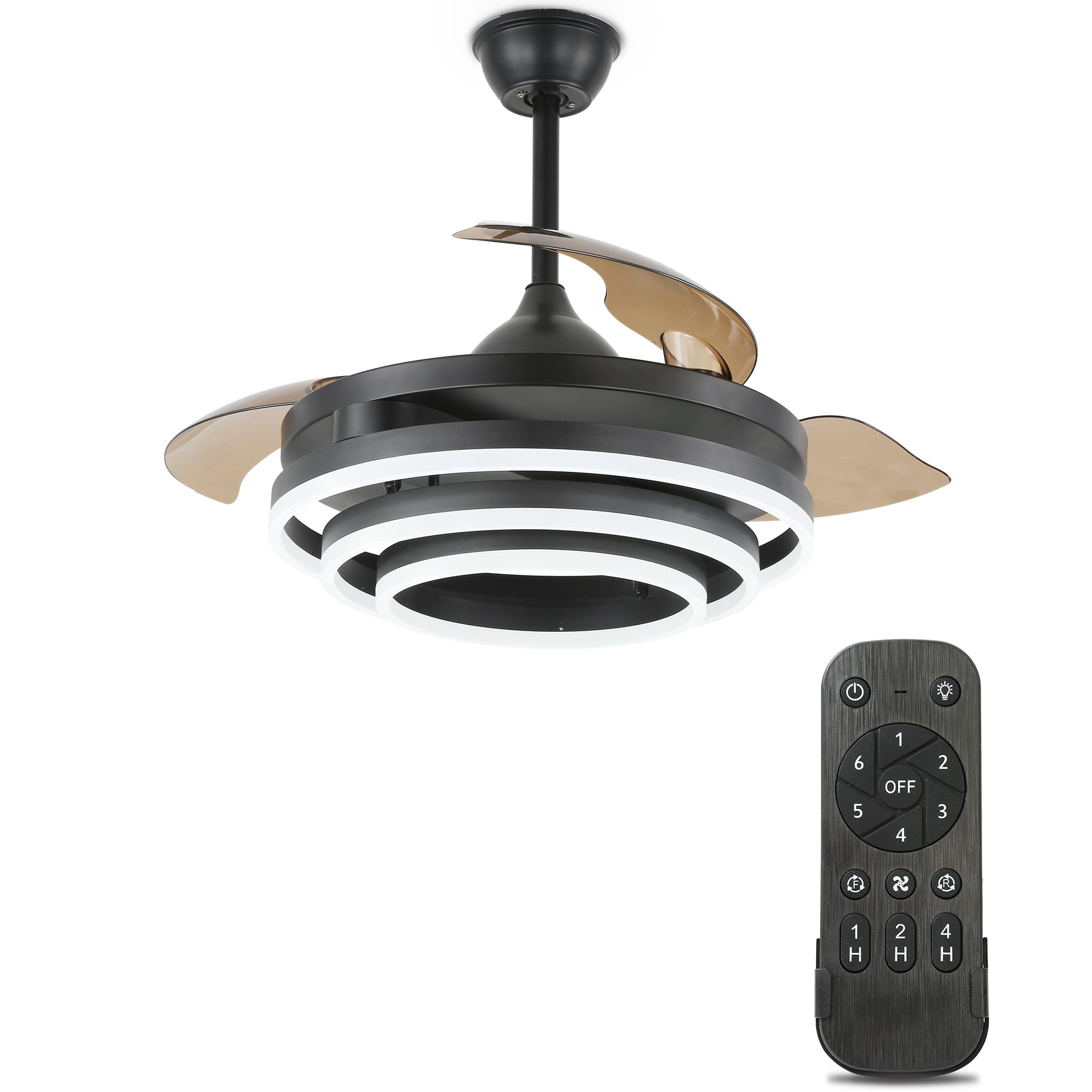 Dawn Whisper 42Inch Retractable Ceiling Fan with 6Speed, LED Light