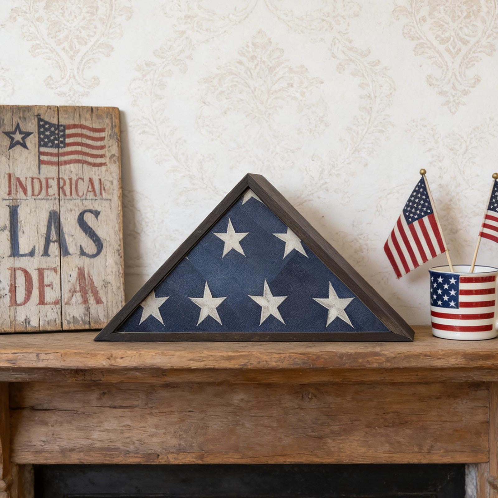 Wooden Front Flag Display Case for Flag - Wall Mounted 9.5 X 5 Feet Flag Box for American Veteran Flag and Folded Flag Display - Ideal for Honoring Military Service (Mahogany)