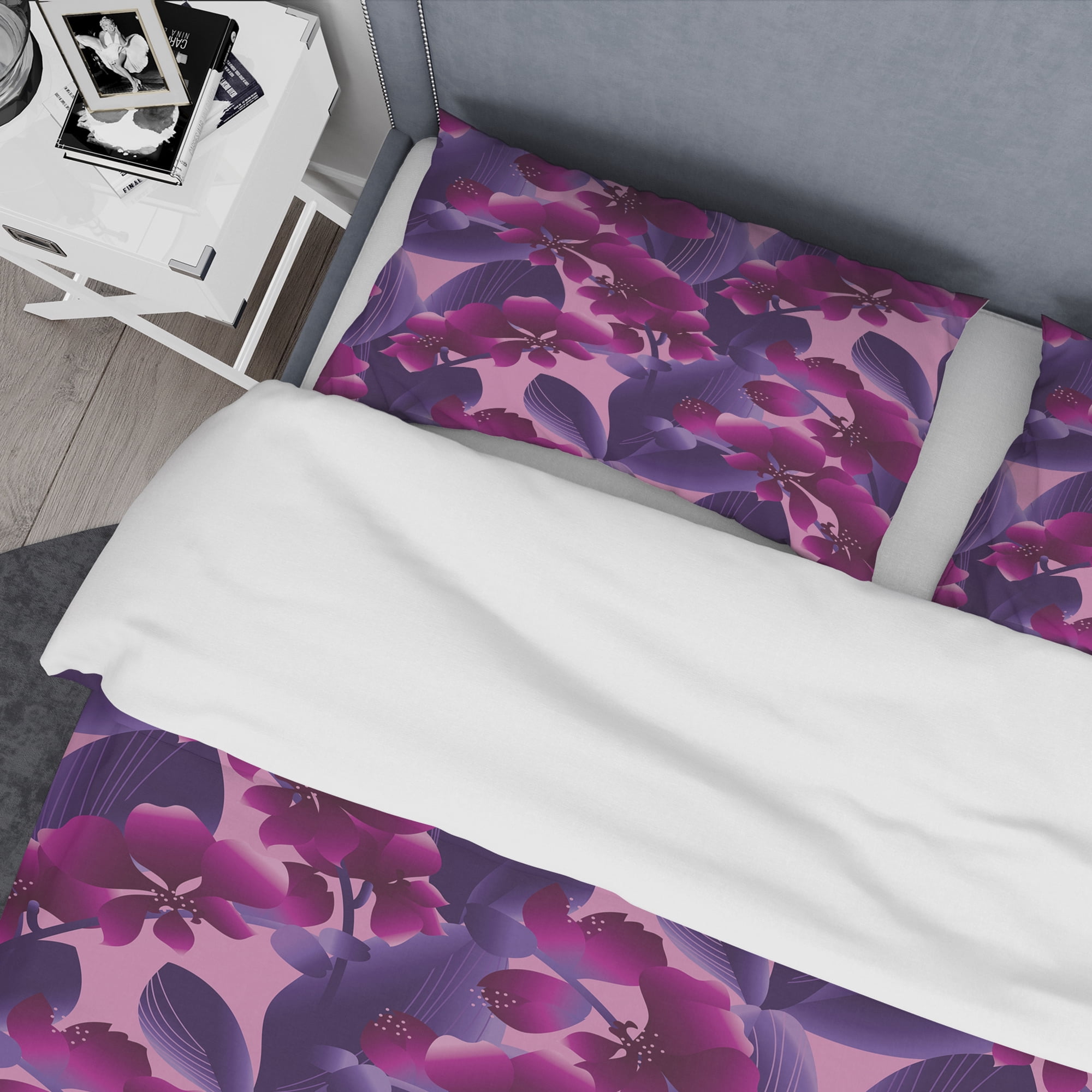 Designart 'Orchid blossom colorful pattern' Mid-Century Modern Duvet Cover Set