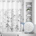 thumbnail image 3 of Extra Long No Hook Shower Curtain Bathroom Decor Grey Forest Branches Waterproof Fabric Shower Curtain Vintage Tree Leaves Bathtub Bath Curtain Set with See Through Mesh Top Window 72x96 Inch, 3 of 9