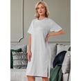 thumbnail image 3 of DARING DIVA Women's Casual Pajama Dress Loose Fit Short Sleeve Sleepwear M Gray, 3 of 8