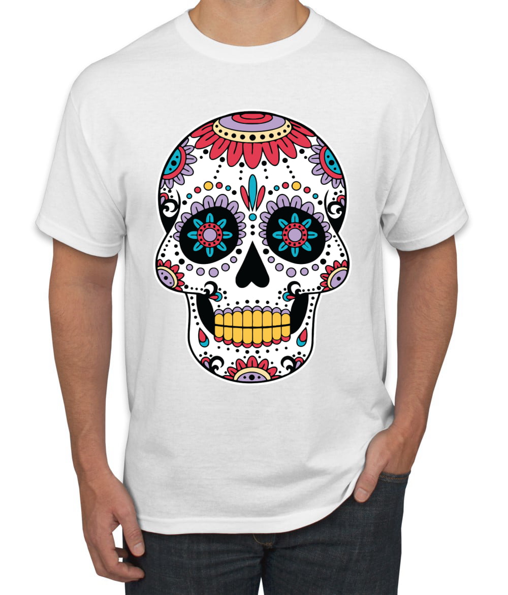 Mens Mexican Skeleton Skull T-Shirt Day of the Dead Graphic Tee Medium Large XL 