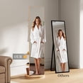 thumbnail image 3 of Rotating Mirror with Storage, Solid Wood Full Length Mirror Coat Rack, 360° Full Body Swivel Mirrors for Bedroom, Living Room, Cloakroom, 69" x 20" (Natural), 3 of 8