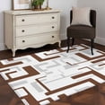 thumbnail image 4 of Brown Geometric Stripes Washable Area Rugs 2.7'x5', Modern Abstract Lines Maze Low Pile Throw Living Room Rug Non-Slip Sturdy Edge Binding Carpet for Indoor Entryway Bedside Kitchen, 4 of 9