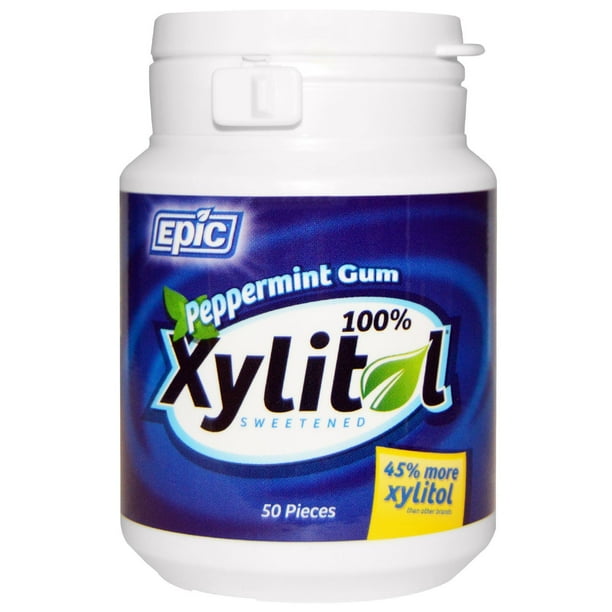 Epic Dental 100 Xylitol Sweetened, Peppermint Gum, 50 Pieces Walmart