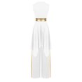 thumbnail image 2 of Kaerm Women Praise Dance Outfit Color Block Asymmetric Overlay Dress with Pants White XXL, 2 of 7