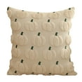thumbnail image 2 of Taotanxi Fall Embroidered Pumpkin Throw Pillow Covers 18x18 Set of 1, Autumn Decor Cushion Cases for Couch Sofa, Farmhouse Rustic Style, Plush Textured Wool with Green Stem Embroidery, 2 of 7