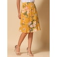 thumbnail image 2 of DARING DIVA Women's Floral Ruffle Hem Elastic Back Split Skirt L Yellow, 2 of 6