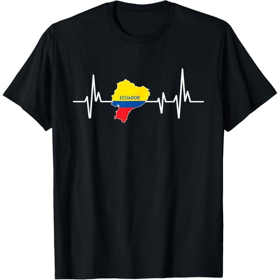 men and women can wear,Heartbeat Design Ecuadorian Flag Ecuador T-Shirt
