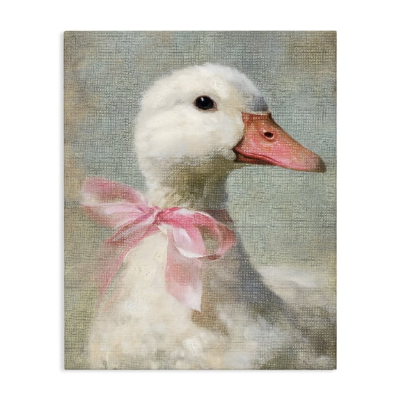 Stupell Industries Portrait of Pink Bow Goose Canvas Wall Art, design by LSR Design Studio