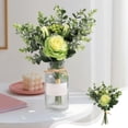 thumbnail image 1 of Ramo de rosas artificiales | Flores de seda sintéticas para arreglos de suelo de boda | Rosas de seda realistas en blanco, rosa, amarillo y verde | Regalo decorativo hipoalergénico, 1 of 6