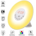 thumbnail image 1 of Reloj despertador con luz de amanecer, alarma de luz con simulación de amanecer/atardecer, alarmas duales y función de repetición, lámpara de atmósfera de 7 colores, puerto de carga de teléf, 1 of 5