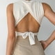 thumbnail image 5 of Camiseta sin mangas de punto acanalado para mujer: lazo en la espalda, diseño corto, espalda sexy, ropa informal., 5 of 5
