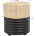 thumbnail image 3 of DecMode Wooden Geometric Handmade Woven Two-Toned Stool with Seagrass Top, Black, 3 of 9
