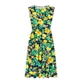 thumbnail image 5 of VBVC Women's Floral Print Sleeveless Fit and Flare Midi Dress , Ladies' Crew Neck Casual Summer Dress , Beach Vacation Flowy Sundress For Women,Yellow,S-2XL, 5 of 7