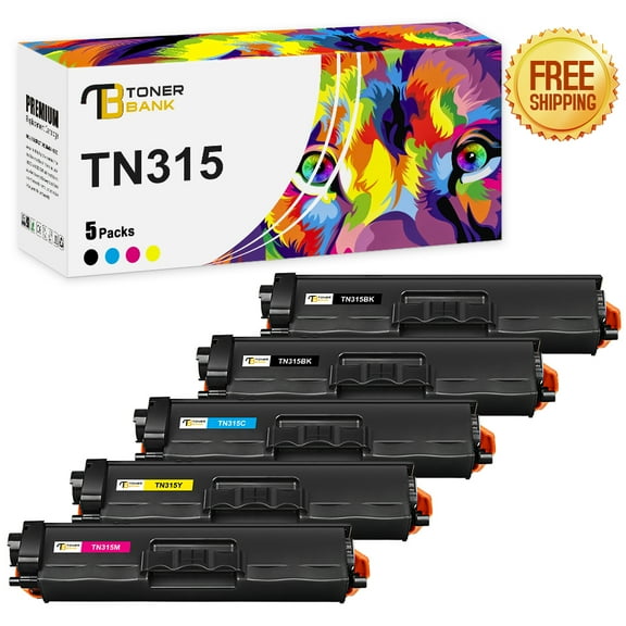 Toner Bank Compatible Toner Cartridge Replacement for Brother TN 315 TN-315BK TN-315C TN-315M TN-315Y High Yield (2 * Black, Cyan, Magenta, Yellow, 5-Pack)