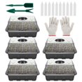 thumbnail image 1 of Plateau de Semences 12 Cellules Kit de Germination de Jardin Pots de Pépinière 5 Pcs Noir, 1 of 7