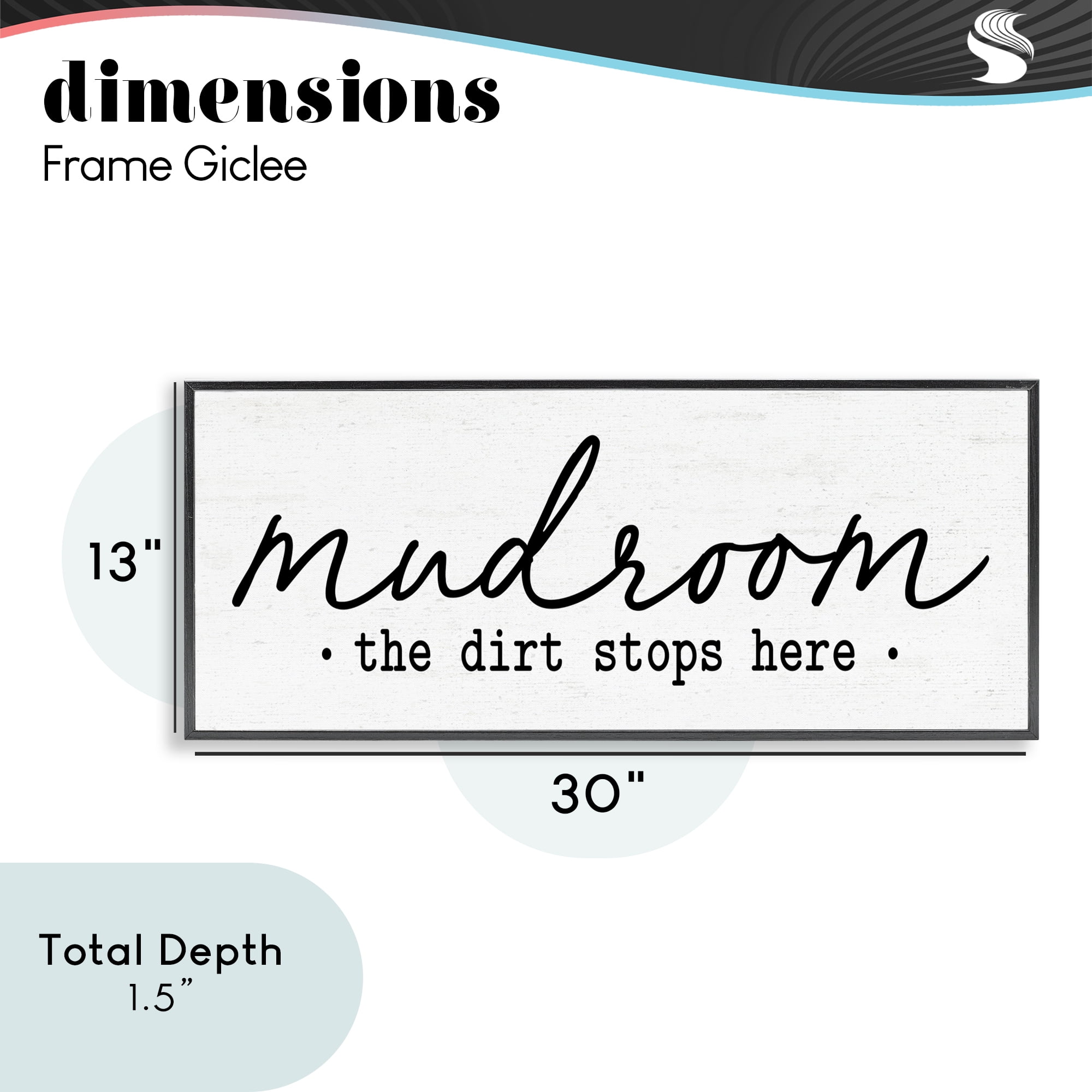 Mudroom Script Dirt Stops Here Black Framed Giclee Art, design by Lettered and Lined