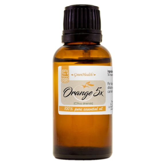 GreenHealth Orange 5X Essential Oil 1 fl oz Amber Glass Bottle With Euro Dropper