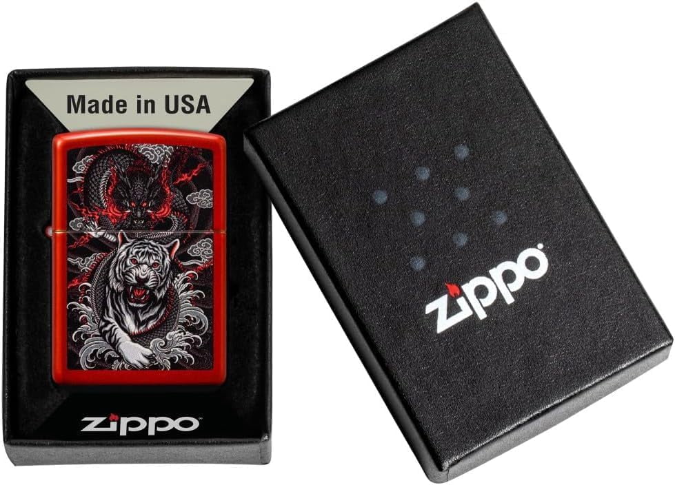 Zippo Lighter - Personalized Custom Message Engrave Dragon Tiger Design 48933