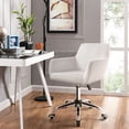 thumbnail image 2 of WKWKER Modern Velvet Desk Chair Home Comfy Makeup Office Chair with Wheels Adjustable Swivel Armchair with Backrest for Counter Living Room Computer Vanity Bedroom Salon Studio Shop Lab (Off White), 2 of 7
