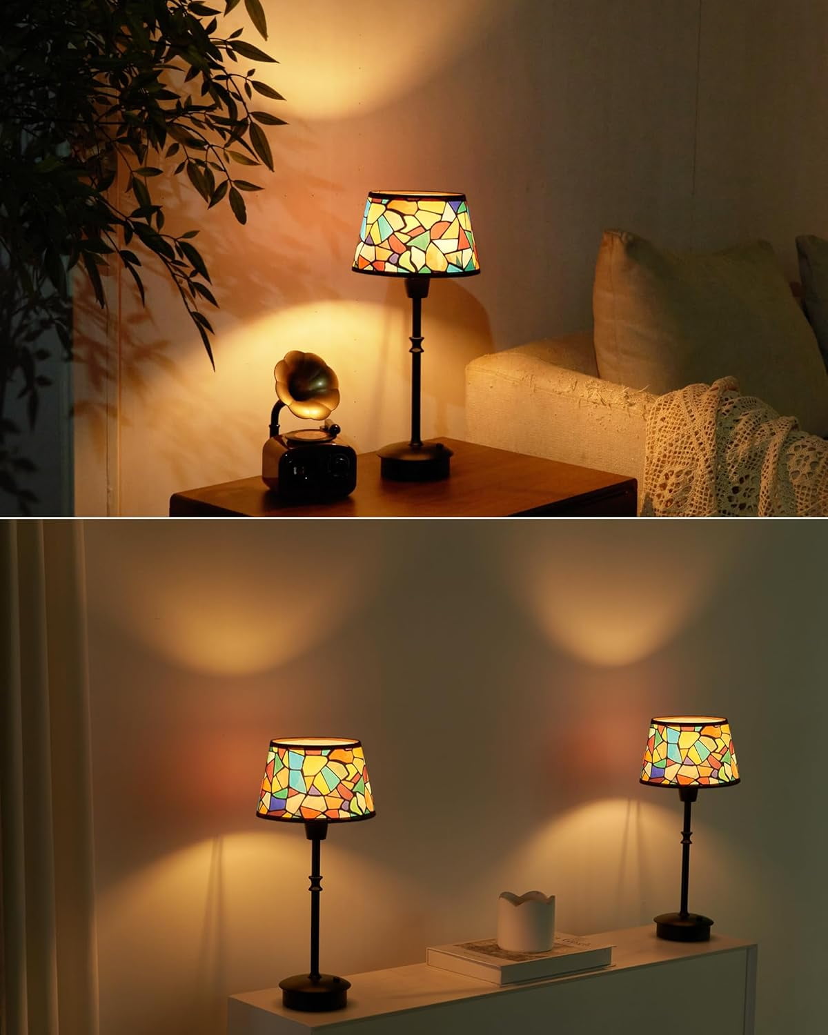 Rechargeable Cordless Table Lamp, Dimmable Touch Bedside Light, Warm Accent Ambient Lighting for Restaurant Bar Dining Patio