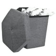 thumbnail image 2 of Traditional Elegance Collapsible Hexagon Storage Ottoman - Grey Linen 15x15x15, 2 of 3