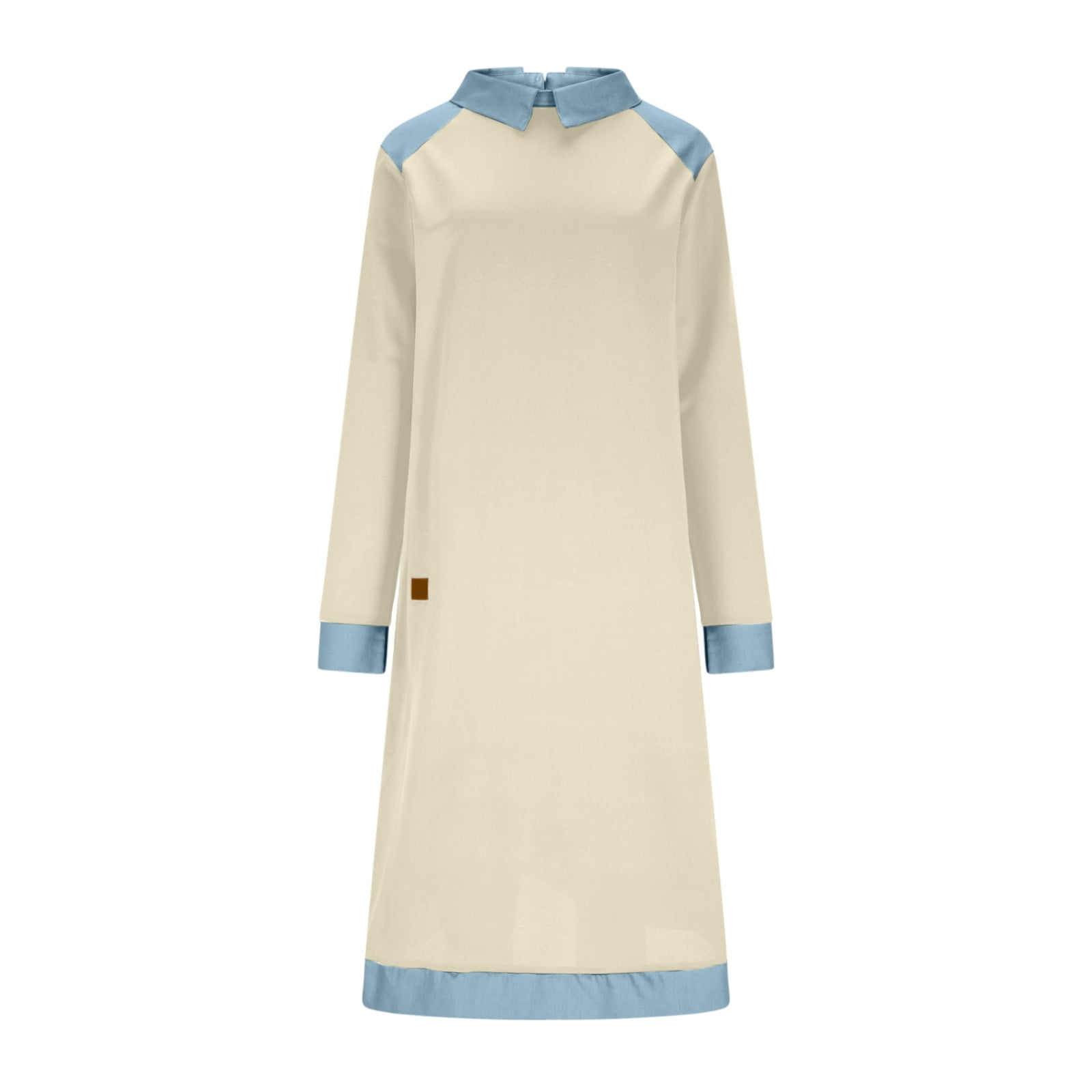 Fewfanhot Maxi Dresses for Women Flowy V Neck 3/4 Sleeve Mid Length Shift Dress with Pockets Comfy House Loungh Wear