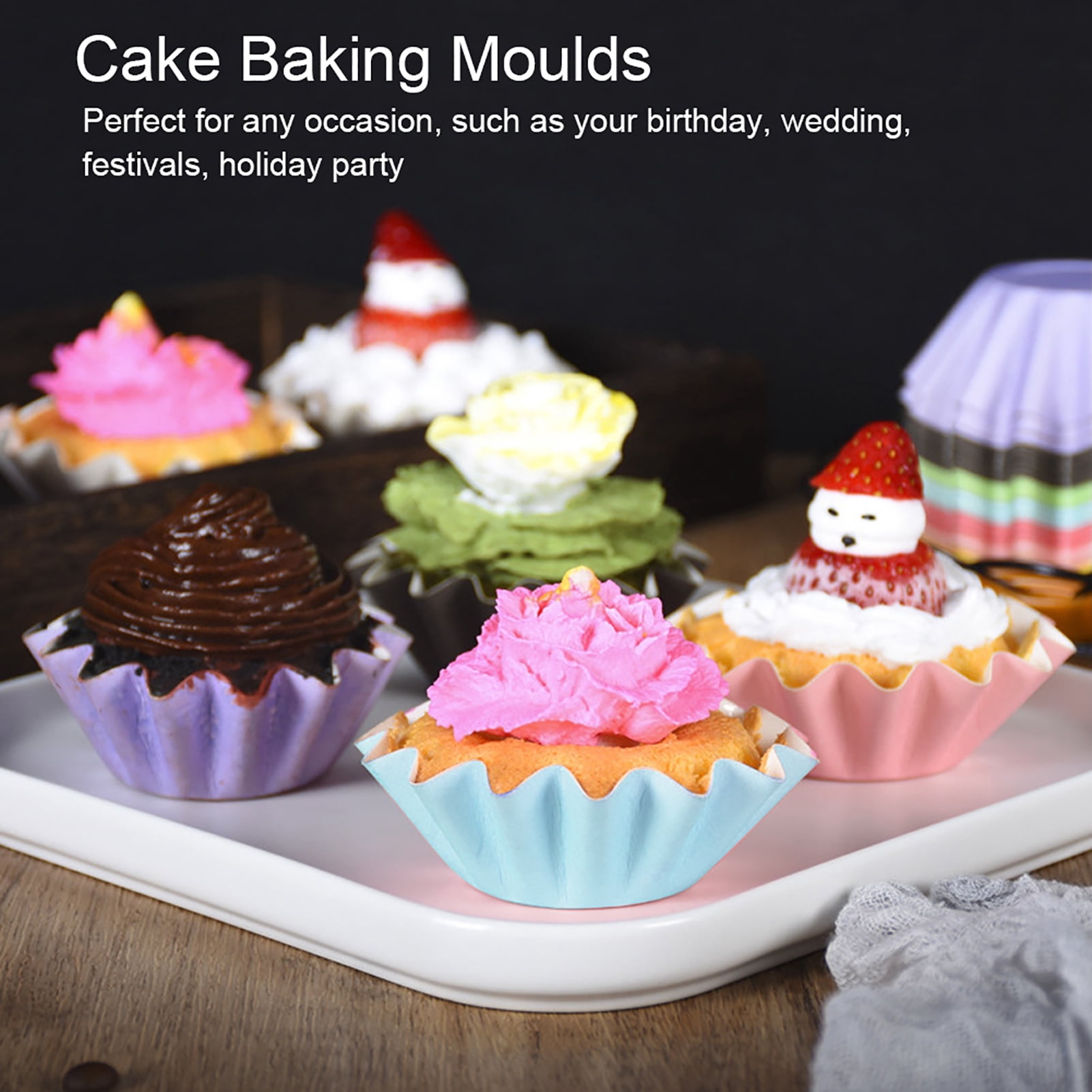 200 Pcs Caissettes Cupcake Tulipe Papier - Moules Muffins Colorés Pour Pâtisserie