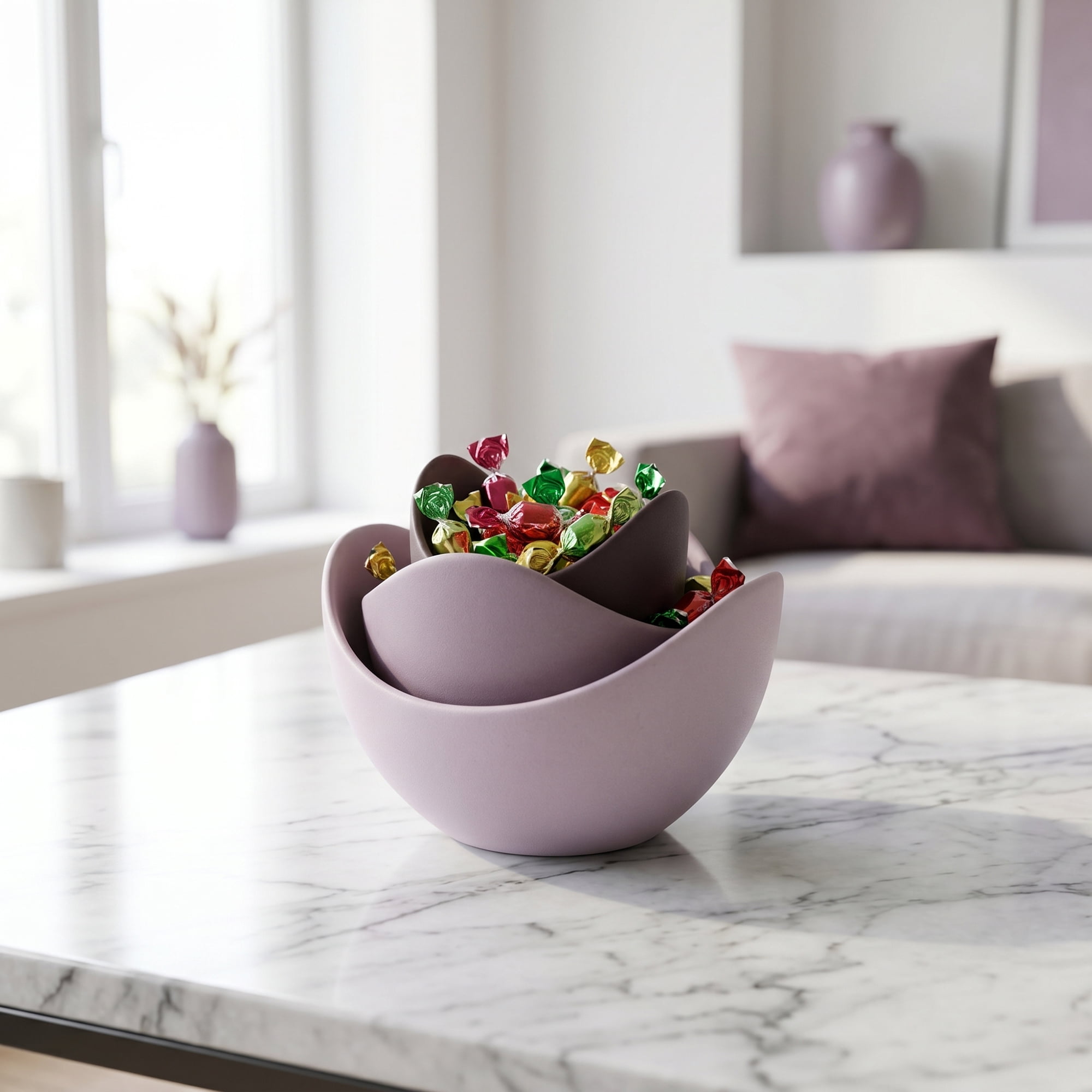 Unique Bargains 3Pcs Ceramic Floral Petal Jewelry Dish Tray Bowls Pink 3Pcs