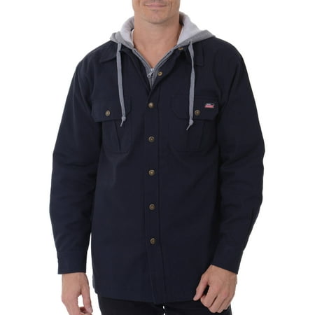 Dickies - Dickies Men's Canvas Shirt Jacket with Fleece Hood - Walmart.com