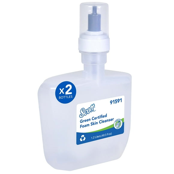 Scott® Green Certified Foam Hand Soap (91591), 1.2 L Clear, Unscented Automatic Hand Soap Refills for Kimberly-Clark Professional™ ICON&