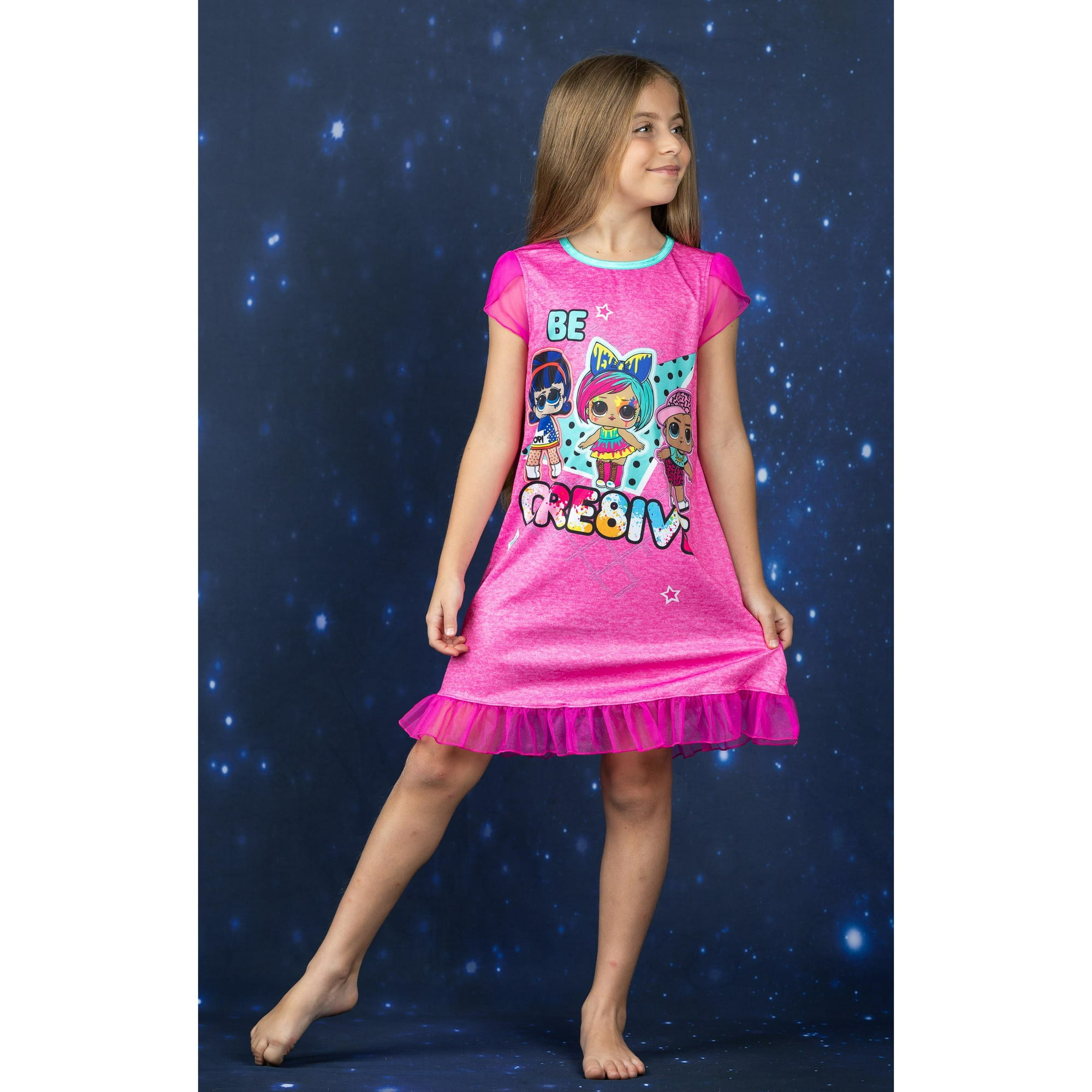 LOL Surprise Dolls Girls Nightgown Pajama Be Cre8ive Sleepwear Dorm Night Shirt Walmart