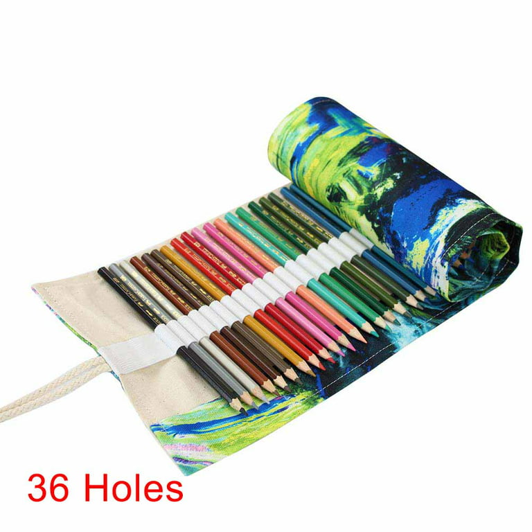 Colored Pencils Case Wrap Roll Holder for Artist Adult Kids Coloring,  Travel Portable Canvas Storage Organizer 36/48/72 Holes
