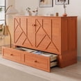 thumbnail image 4 of Mjkone Queen Murphy Bed Cabinet with Mattress and USB Charging Station, Folding Chest Bed For Living Room/Bedroom/Guest Room, Red, 4 of 8