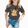 thumbnail image 2 of NOLDARES Children Girls Boys Tops Halloween Themed Cartoon Printed Short Sleeved Crew Neck T Shirt(Grey,3-4 Years), 2 of 7