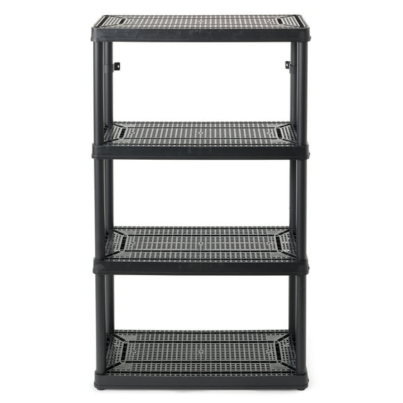 Gracious Living 4 Shelf Fixed Height Medium Duty Storage, Black (2 Pack)