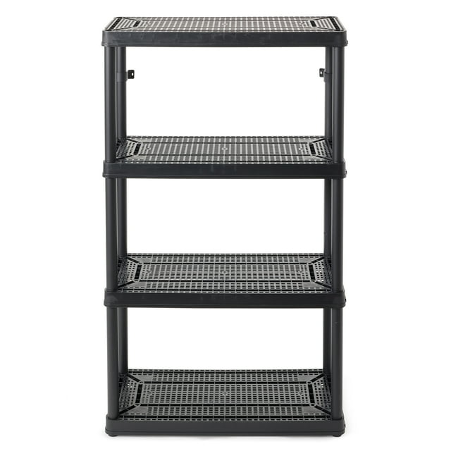 Gracious Living Unité de Rangement à 4 Tablettes, Hauteur Fixe, Usage Moyen, Noir (Lot de 4)