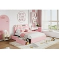 thumbnail image 2 of AKDSteel Full Bed Frame with Storage Headboard, Girls Bed Frame with 2 Drawers, Boucle Upholstered Platform Bed with Bookcase, No Box Spring Needed Pink, 2 of 8