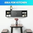 thumbnail image 4 of Wall Mounted Desk Hutch with Doors - Modern Floating Console Media Cabinet with Storage, Black, 41", 4 of 5