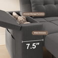 thumbnail image 3 of Noelse 3 in 1 Convertible Sofa Bed, Sectional Sleeper Sofa with Storage Armrest and 4-Level Adjustable Backrest, L-Shaped Couch for Living Room, Dark Grey, 3 of 10