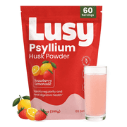 Lusy - Psyllium Husk Fiber Supplement for Digestive Health & Regularity - Strawberry Lemonade (Sugar-Free) by Transparency Foods 13.8 oz (390 g)